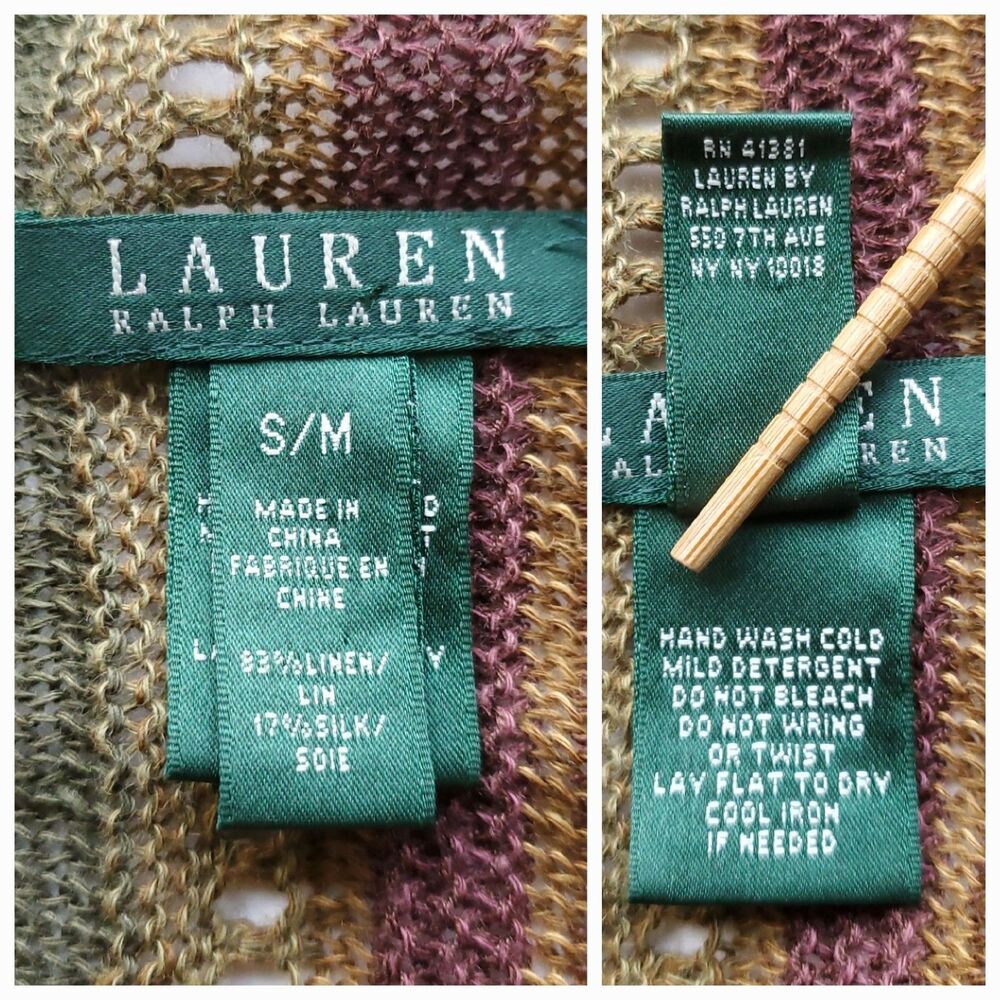 Lauren Ralph Lauren Open Front Drape Cardigan Sweater Womens S/M Linen Silk Wrap - Picture 5 of 11